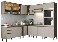 Armário de Cozinha Modulada de Canto 14 Peças Perfect H02 Duna/Cristal