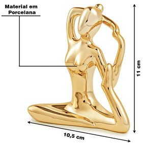 Escultura Decorativa de Yoga em Porcelana 3 Dourado G39 - Gran Belo