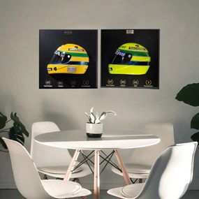 Conjunto 2 Quadros 3D Decorativo Helmet F1 SN 1988 e 1985 Amarelo G53 - Gran Belo