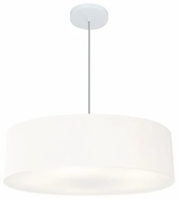 Lustre Pendente Cilíndrico Md-4218 Cúpula em Tecido 55x15cm Branco - Bivolt