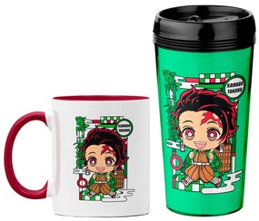 Kit Copo e Caneca Demon Slayer Tanjiro