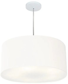 Lustre Pendente Cilíndrico Md-4214 Cúpula em Tecido 55x25cm Branco - Bivolt