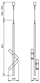 Pendente Igual Haste Ø24X90Cm 4Xmr11 Por Waldir Junior - Usina 51100/4 (MT-M - Mate Metálico)