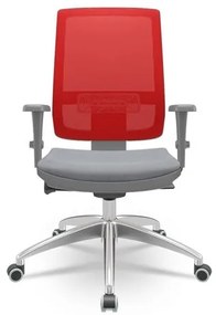 Cadeira Brizza Diretor Grafite Tela Vermelha com Assento Vinil Cinza Base Autocompensador Aluminio -  65794 Sun House