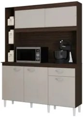 Armário de Cozinha Compacta 140cm Parisi P11 Chocolate/Off White - Mpo