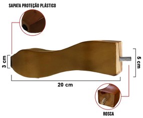 Kit 04 Pés Retro Castanho 20 cm - D'Rossi