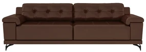 Sofá 272cm Decorativo Sala de Estar Agostino Couro Marrom G52 - Gran Belo