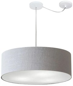 Lustre Pendente Cilíndrico Com Desvio De Centro Md-4259 Cúpula em Tecido 50x15cm Rustico Cinza - Bivolt