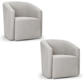 Poltrona Decorativa Base Giratória Kit 2 Stella Max Veludo D03 - D'Rossi - Cinza