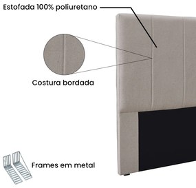 Cabeceira Cama Box Solteiro 90 cm Arizona Linho S04 - D'Rossi - Areia