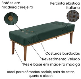Cabeceira Cama Box Queen 160cm e Recamier Gênova Veludo Verde S04 - D'Rossi