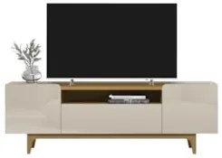 Rack Para Sala Bancada de TV 75 Pol 180cm Safira L06 Tauari/Off White