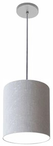 Luminária Pendente Vivare Free Lux Md-4104 Cúpula em Tecido - Rustico-Cinza - Canopla cinza e fio transparente