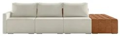 Sofá Ilha Modular Living com Puff 342cm Georgia K04 Bouclê Bege/Carame