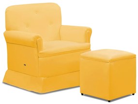 Poltrona de Amamentação Base Balanço e Puff Lígia Sintético Amarelo E03 - D'Rossi