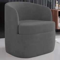 Kit 2 Poltronas Giratória Decorativa para Sala Dandara Z08 Veludo Cinz