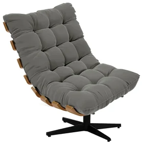 Poltrona Giratória Costela Suede Grafite Base Giratória Preto - D'Rossi