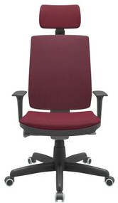 Cadeira Office Brizza Soft Poliester Vinho Autocompensador Com Encosto Cabeça Base Standard 126cm - 63455 Sun House