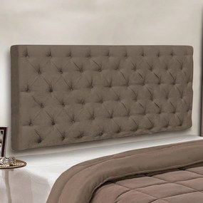 Cabeceira Painel Cristal para Cama Box Casal 1,60 m Suede Marrom Rato - D'Rossi