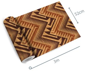 Papel de Parede geométrico madeira marrom 0.52m x 3.00m