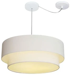 Lustre Pendente Cilíndrico Com Desvio Branco MJ-4362 Para Mesa de Jantar e Estar