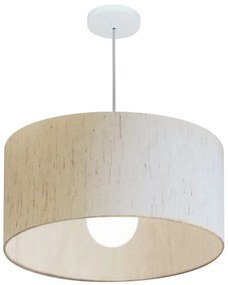 Lustre Pendente Cilíndrico Md-4207 Cúpula em Tecido 55x25cm Linho Bege - Bivolt