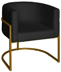 Poltrona Base Industrial Dourado Sala de Estar Lety Veludo S05 - D'Rossi - Preto