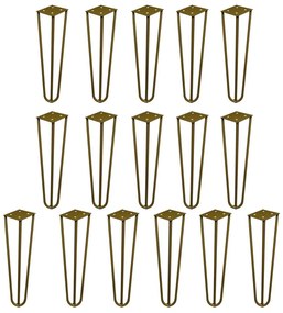 Kit 16 Pés de Metal 25 CM Hairpin Legs Rack e Puffs Dourado G41