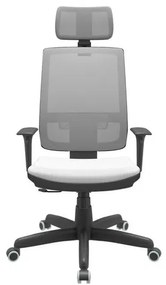 Cadeira Office Brizza Tela Cinza Com Encosto Assento Aero Branco RelaxPlax Base Standard 126cm - 63664 Sun House