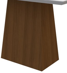 Mesa de Jantar Retangular Tampo com Vidro Ester 135 cm Off White Base Imbuia - D'Rossi
