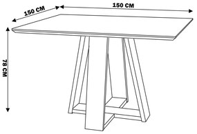 Mesa de Jantar Shell 150x150 cm com Tampo de Vidro Off White G55 - Gran Belo