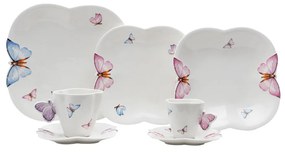 Jogo De Jantar 42 Peças De Porcelana Borboletas 17206 Wolff