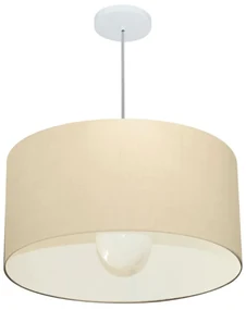 Lustre Pendente Cilíndrico Md-4208 Cúpula em Tecido 55x30cm Algodão Crú - Bivolt