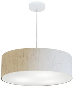 Lustre Pendente Cilíndrico Md-4218 Cúpula em Tecido 55x15cm Linho Bege - Bivolt