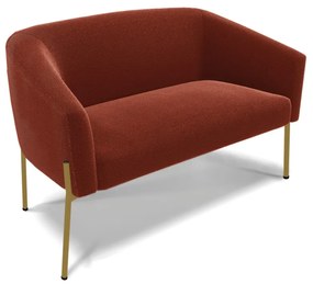 Sofá 2 Lugares Namoradeira Pé de Ferro Dourado Stella Bouclê D03 - D'Rossi - Terra