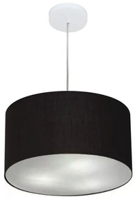 Lustre Pendente Cilíndrico Md-4244 Cúpula em Tecido 40x25cm Preto - Bivolt