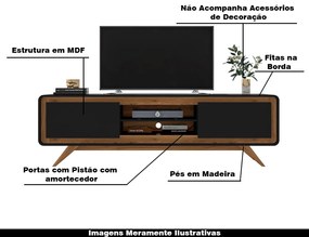Rack Decorativo 2 Portas Pés de Madeira Maverick Nature/Preto G21 - Gran Belo