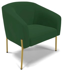 Poltrona Decorativa Pé de Ferro Dourado Stella Veludo D03 - D'Rossi - Verde