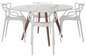 Conjunto Mesa Square Redonda Branco Fosco 88cm + 4 Cadeiras Allegra - Branca