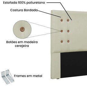 Cabeceira Gênova Para Cama Box Casal 140 cm Corino Bege - D'Rossi