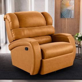 Poltrona do Papai Reclinável Napoli Glider Giratória Massagem PU Whisky FH1 - D'Rossi