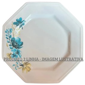 Prato Raso 28Cm Porcelana Schmidt - Dec. Acqua Blue 2º Linha