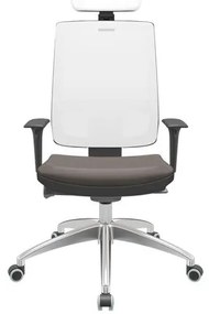 Cadeira Office Brizza Tela Branca Com Encosto Assento Facto Dunas Basalto Autocompensador 126cm - 63264 Sun House