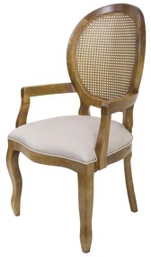 Cadeira de Jantar Medalhão Lisa com Braço Palha - Wood Prime 38020