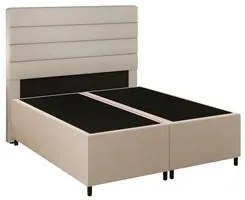 Cabeceira com Base Cama Box Casal Queen 158x198 Hit ID5 Suede Bege/Lin