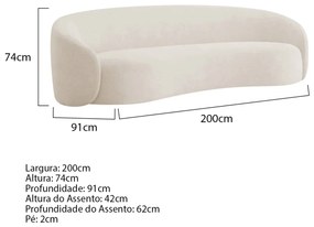 Kit Sofá 3 Lugares 200cm e Poltrona Orgânica Luxo Recepção Amore Linho