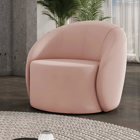 Poltrona Decorativa Orgânica Giratória Lua Veludo D03 - D'Rossi - Rose