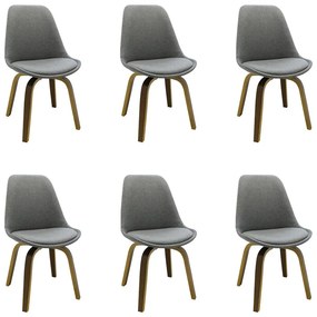 Kit 6 Cadeiras Decorativas Sala e Escritório SoftLine Linho Cinza G56 - Gran Belo