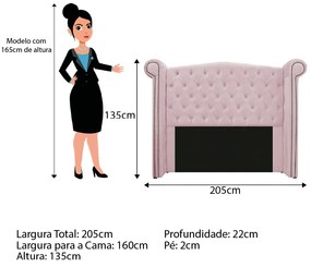 Kit Cabeceira e Calçadeira Veneza 160 cm Queen Size Corano Rosa Bebê - ADJ Decor