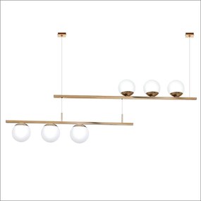 Pendente Retangular 130X12X43Cm Metal E Vidro 6 X G9 Globo Ø12Cm | Old... (CHAMPANHE / DOURADO BRILHO, FOSCO)